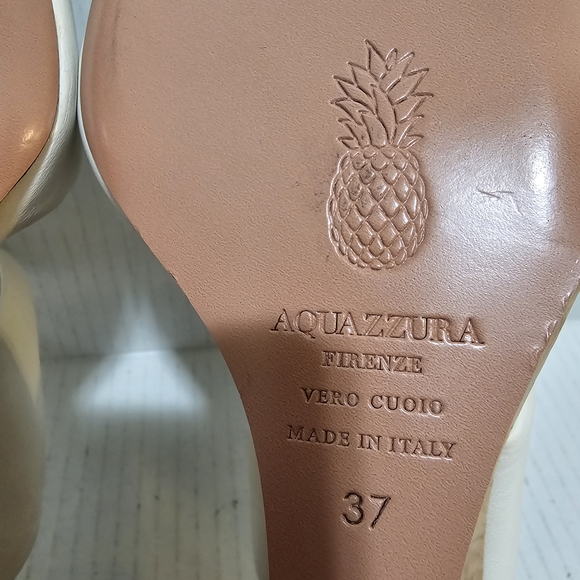 Aquazzura White knotted Twist Cork Wedge Sandal Open Square Toe Shoes New 7 - Picture 12 of 13